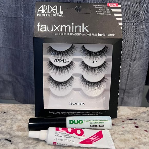 Ardell Fauxmink False Lashes 817 + 2x Duo Glue + Travel Better Than Sex Mascara - Picture 1 of 2